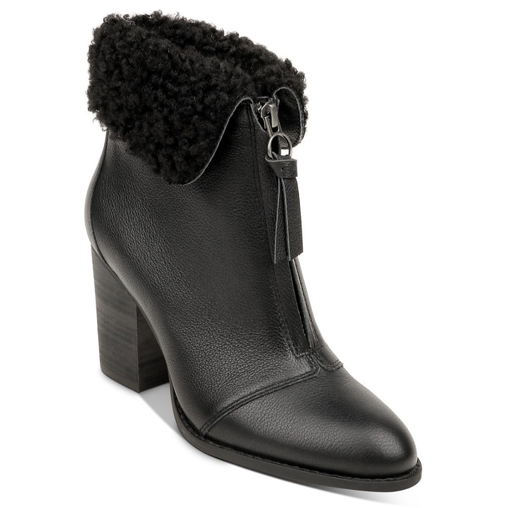 SPLENDID KILEY FAUX FUR COLLAR WOMENS HEEL BOOTIES SIZE 8‎ 1/2 NWOT